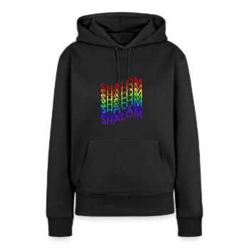SHALOM ARC EN CIEL FLAG - Sweat à capuche Premium bio Femme - noir - Devant - Julia (174cm)