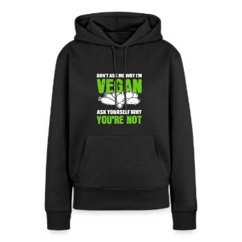 Pourquoi suis-je vegan Vegan Activist Gift - Sweat à capuche Premium bio Femme - noir - Devant - Julia (174cm)
