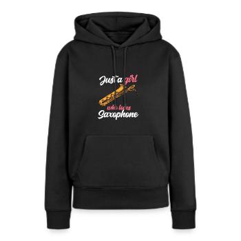 Just A Girl Who Loves Saxophone Saxophon Jazz - Frauen Premium Bio Hoodie - Schwarz - Vorne - Julia (174cm)