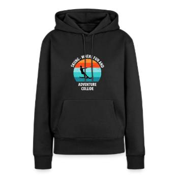 Ski nautique, ski nautique, skieurs nautiques - Sweat à capuche Premium bio Femme - noir - Devant - Julia (174cm)