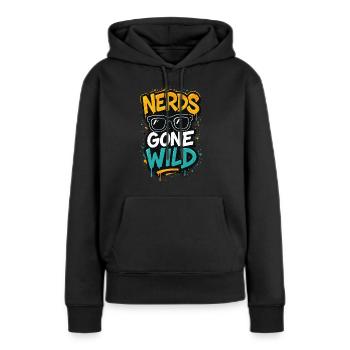 Nerds Gone Wild - Graffiti rétro - Sweat à capuche Premium bio Femme - noir - Devant - Julia (174cm)