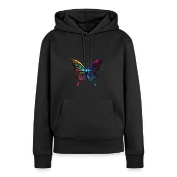 JOLI PAPILLON - Sweat à capuche Premium bio Femme - noir - Devant - Julia (174cm)