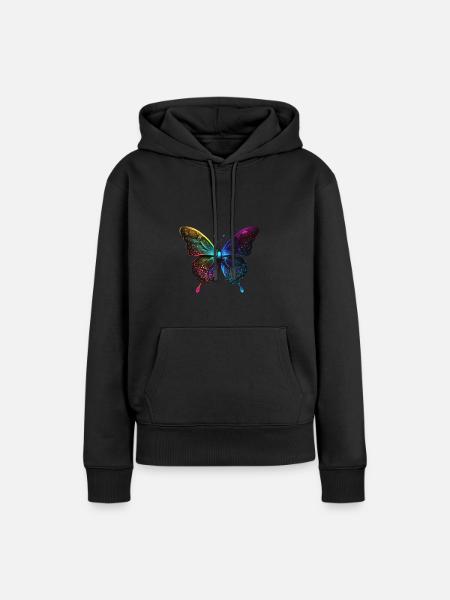 HÜBSCHER SCHMETTERLING - Frauen Premium Bio Hoodie - Schwarz