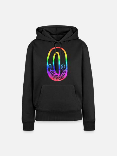 regenbogen o - Frauen Premium Bio Hoodie - Schwarz