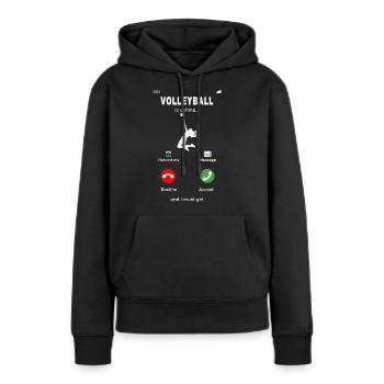 Le volleyball appelle la femme - Sweat à capuche Premium bio Femme - noir - Devant - Julia (174cm)