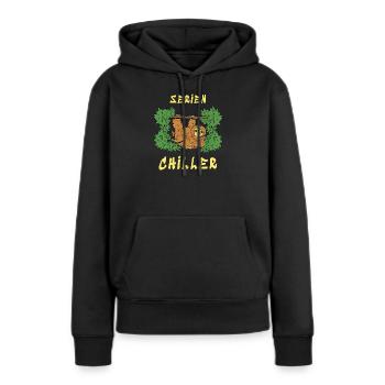 Serien Chiller - Frauen Premium Bio Hoodie - Schwarz - Vorne - Julia (174cm)