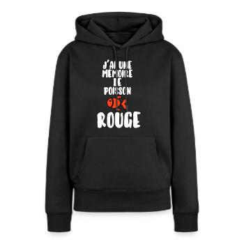Mémoire de poisson rouge - Sweat à capuche Premium bio Femme - noir - Devant - Julia (174cm)