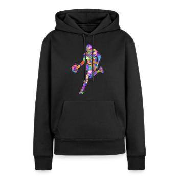 Joueur de basket-ball coloré joueur de basket-ball basket-ball - Sweat à capuche Premium bio Femme - noir - Devant - Julia (174cm)