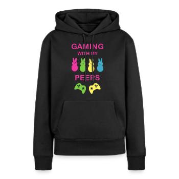 Gaming with my peeps funny gamer gift - Sweat à capuche Premium bio Femme - noir - Devant - Julia (174cm)