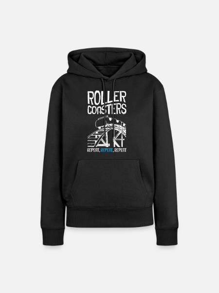 Roller Coaster Repeat - Frauen Premium Bio Hoodie - Schwarz