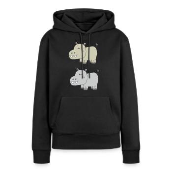 Hippopotames double - Sweat à capuche Premium bio Femme - noir - Devant - Julia (174cm)