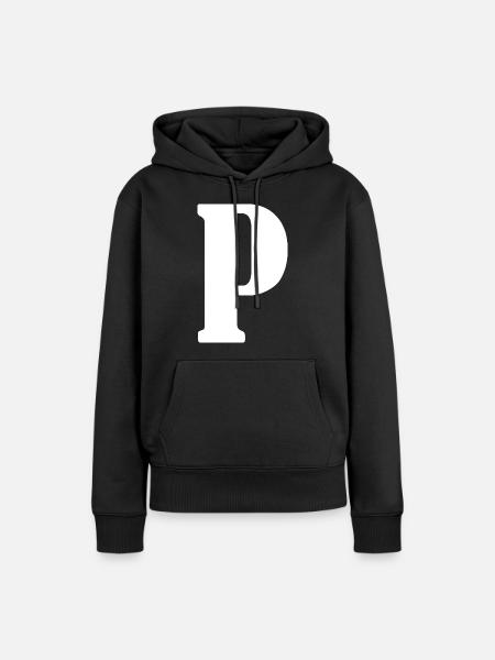 P - Frauen Premium Bio Hoodie - Schwarz