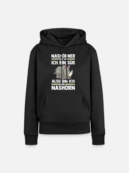Nashorn - Frauen Premium Bio Hoodie - Schwarz