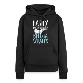 Weißwal Beluga Wal - Frauen Premium Bio Hoodie - Schwarz - Vorne - Julia (174cm)