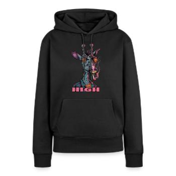 Stoner Giraffe Cannabis THC Village Kid Best Seller - Women’s Premium Organic Hoodie - black - Front - Julia (174cm)