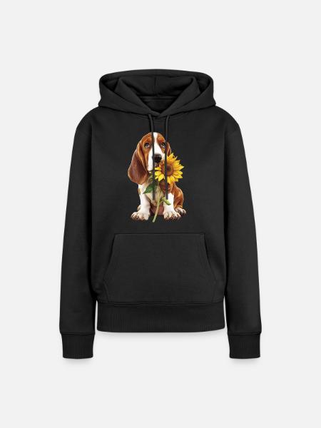 Basset - Frauen Premium Bio Hoodie - Schwarz