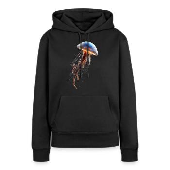 Méduse Méduse de feu Méduse Méduse mignonne - Sweat à capuche Premium bio Femme - noir - Devant - Julia (174cm)