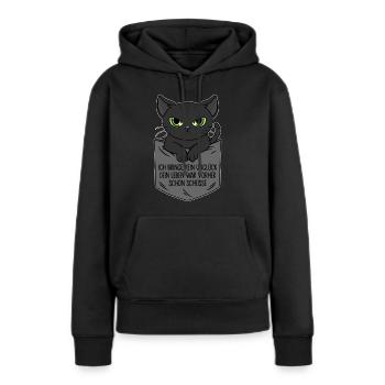 Je n’apporte aucun malheur - la vie était déjà de la merde - Sweat à capuche Premium bio Femme - noir - Devant - Julia (174cm)