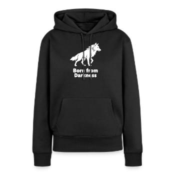 Né des ténèbres Loup - Sweat à capuche Premium bio Femme - noir - Devant - Julia (174cm)