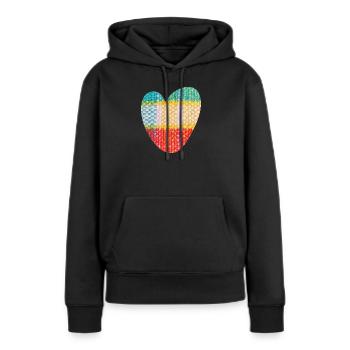 Herz Stoff Textil Love Liebe Muster Valentinstag - Frauen Premium Bio Hoodie - Schwarz - Vorne - Julia (174cm)