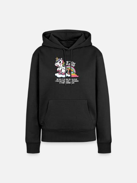 Glitzerndes Einhorn mit Regenbogen Geschenk - Frauen Premium Bio Hoodie - Schwarz