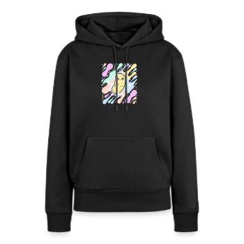 Cornichon pastel étoilé - Sweat à capuche Premium bio Femme - noir - Devant - Julia (174cm)