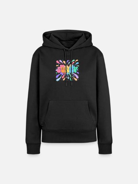 Sunny Rainbow Typography Blasenspritzer - Frauen Premium Bio Hoodie - Schwarz