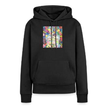 Bubble Tea Boba Drôle de Lapin mignon - Sweat à capuche Premium bio Femme - noir - Devant - Julia (174cm)