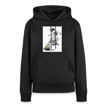 Dynamique Noir Et Blanc Joueur De Football Fussballer - Sweat à capuche Premium bio Femme - noir - Devant - Julia (174cm)