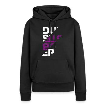 Typographie dubstep - Sweat à capuche Premium bio Femme - noir - Devant - Julia (174cm)