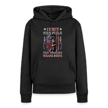 Oubliez les talons hauts, les bottes princesse style américain - Sweat à capuche Premium bio Femme - noir - Devant - Julia (174cm)