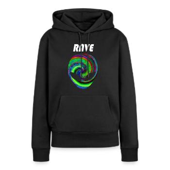 rave rave rave - Sweat à capuche Premium bio Femme - noir - Devant - Julia (174cm)