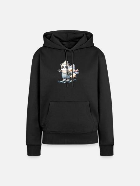 Panda - Frauen Premium Bio Hoodie - Schwarz