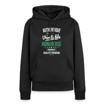 Authentique et véritable Hongroise - Originale - Sweat à capuche Premium bio Femme - noir - Devant - Julia (174cm)