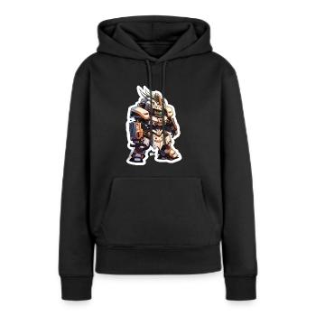 Chibi Bot - Sweat à capuche Premium bio Femme - noir - Devant - Julia (174cm)