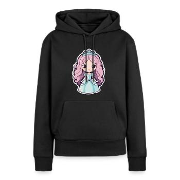 Mignonne princesse cheveux rose diadème robe bleue - Sweat à capuche Premium bio Femme - noir - Devant - Julia (174cm)