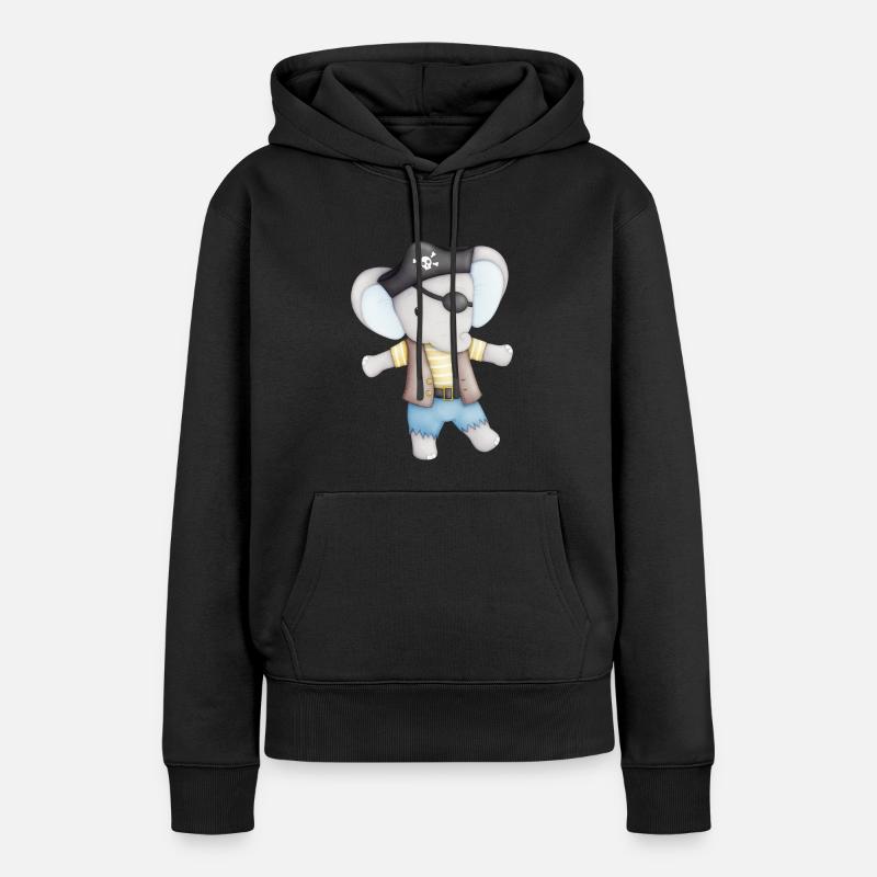 éléphant mignon comme un pirate - Sweat à capuche Premium bio Femme - noir