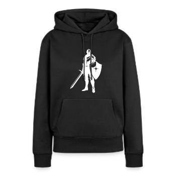 Ritter mit Schwert und Schild - Frauen Premium Bio Hoodie - Schwarz - Vorne - Julia (174cm)