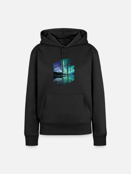 Nordlicht - Frauen Premium Bio Hoodie - Schwarz