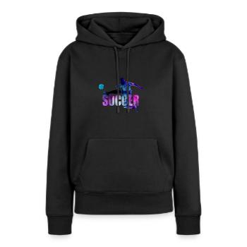 Soccer - Sweat à capuche Premium bio Femme - noir - Devant - Julia (174cm)