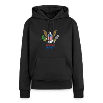American patriot - Frauen Premium Bio Hoodie - Schwarz - Vorne - Julia (174cm)