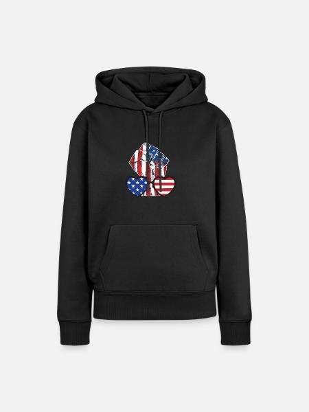 Amérique - Sweat à capuche Premium bio Femme - noir
