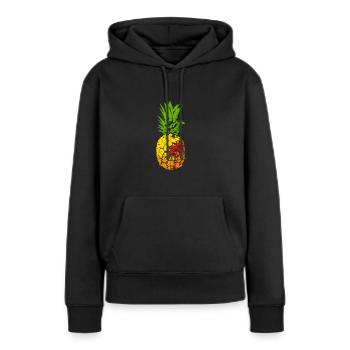 Ananas Plage Ananas - Sweat à capuche Premium bio Femme - noir - Devant - Julia (174cm)