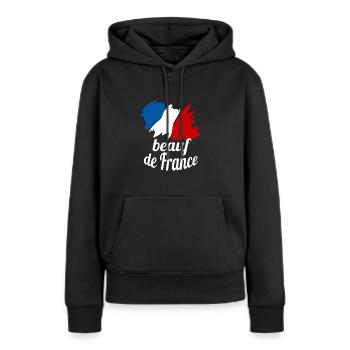 Beauf de France - Sweat à capuche Premium bio Femme - noir - Devant - Julia (174cm)