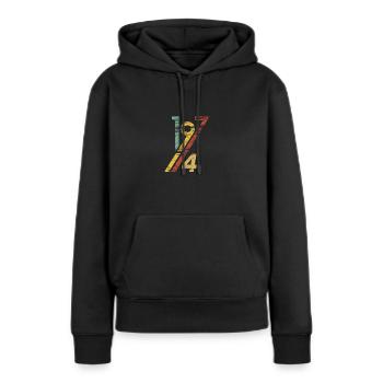 Retro 1974 Cool 70s Throwback Old School Vintage - Women’s Premium Organic Hoodie - black - Front - Julia (174cm)