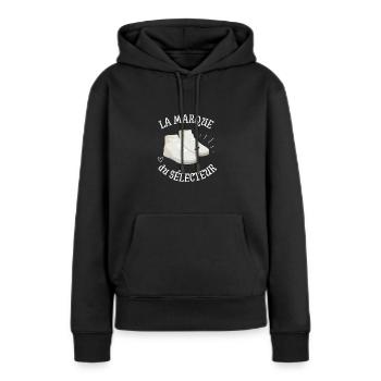 la marque du sélecteur - Sweat à capuche Premium bio Femme - noir - Devant - Julia (174cm)