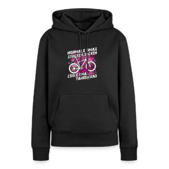 Coole Oma fährt Fahrrad lustiger Omaspruch - Frauen Premium Bio Hoodie - Schwarz - Vorne - Julia (174cm)