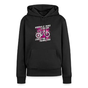 Coole Oma fährt Fahrrad lustiger Omaspruch - Frauen Premium Bio Hoodie - Schwarz - Vorne - Julia (174cm)