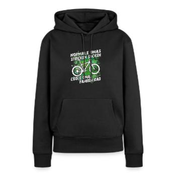Coole Oma fährt Fahrrad lustiger Omaspruch - Frauen Premium Bio Hoodie - Schwarz - Vorne - Julia (174cm)