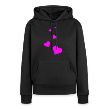 Herzen pink - Frauen Premium Bio Hoodie - Schwarz - Vorne - Julia (174cm)